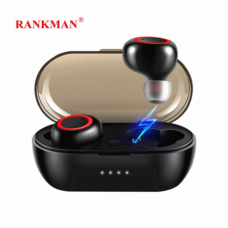 

Rankman Bluetooth 5.0 Mini TWS Sport Earphones Wireless Stereo Earbuds with Charging Box for Smart phones Laptops