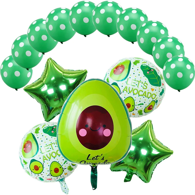 

15pcs/set Avocado pineapple Foil Balloons Fiesta Party Decoration Globos Birthday Party Supplies Hawaii Fruit Baby Shower Ballon