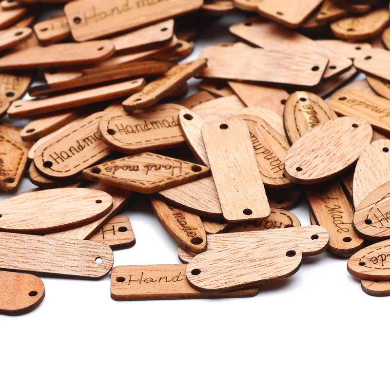 100PCS 30MM Oval Wooden Handmade Tags Button with 2 Hole Handmade Tag Label  for Crafts Sewing Scrapbooking Clothing Decoration - AliExpress