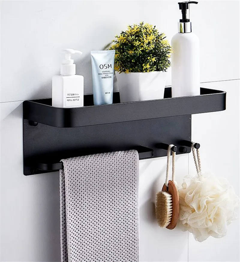 Bathroom Corner Shelf Shampoo Cosmetic Shelf Storage Organizer Rack Bathroom Accessories Bath Hardware Wall Mounted Aluminum