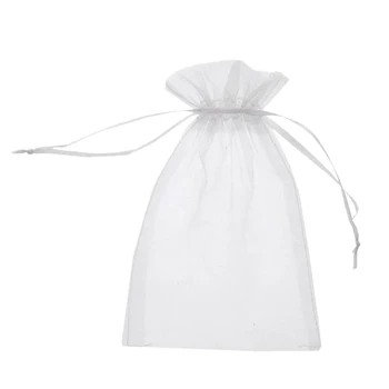 

100Pcs 5X7 Inches Sheer Drawstring Organza Jewelry Pouches Wedding Party Christmas Favor Gift Bags