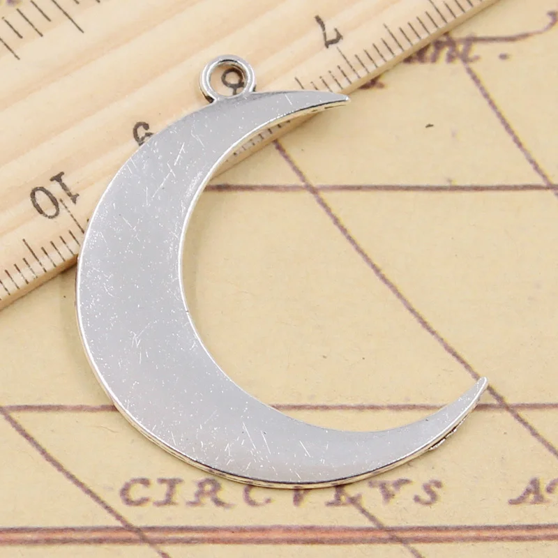 10pcs Charms Big Moon 44x33mm Tibetan Bronze Silver Color Pendants Antique Jewelry Making DIY Handmade Craft