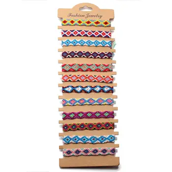 

Boho Multicolored Embroidery String Wave Prismatic Woven Friendship Bracelet Women Soft Floss Macrame Wholesale Surf Jewelry Her