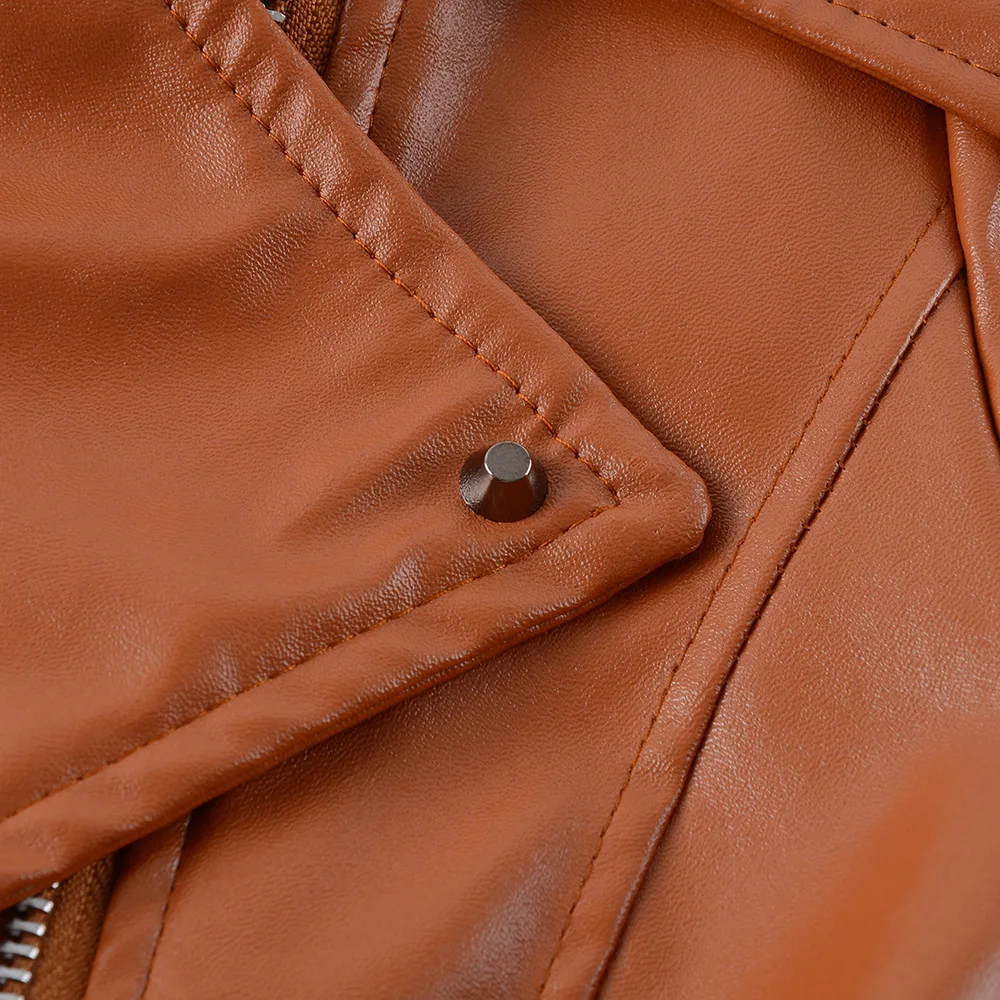 XUANSHOW осенне-зимняя женская куртка из искусственной кожи с длинным рукавом и заклепками, Женская мотоциклетная куртка на молнии, верхняя одежда из искусственной кожи
