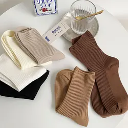 Solid Autumn Winter Socks Women'S Pure Cotton Kawaii Korean Japan Style Cute Long Socks For Women Harajuku Vintage Streetwear