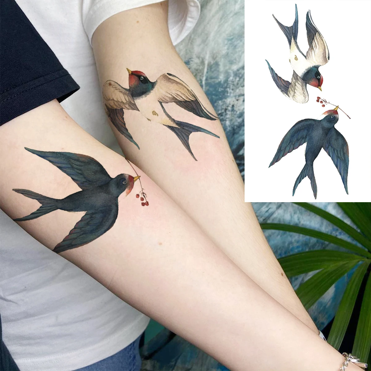 A transferência de água da etiqueta temporária tatuagem engolir pássaro 3d  realista animal bonito tatoo mulher, homem, criança, criança braço arte do  corpo falso tatto desconto / Tattoo & Body Art 