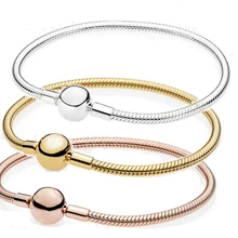 Высокое качество Классический Серебряный 925 женский золотой браслет розовый DIY Шарм ювелирные изделия подарок на день рождения