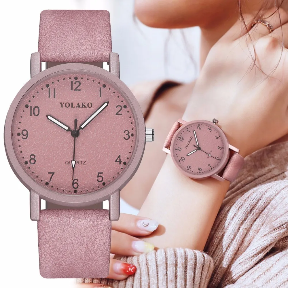 Женские повседневные наручные часы с арабскими цифрами роскошные женские кожаные кварцевые часы YOLAKO для дропшиппинг часы