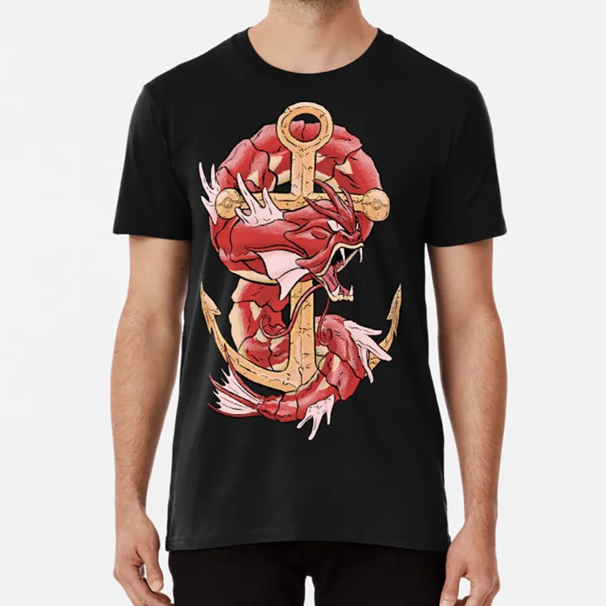 Lake of Rage T shirt gyarados wet brain gaming tattoo magikarp dragon anchor | Мужская одежда