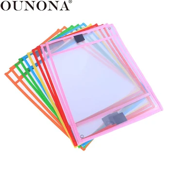 

OUNONA 10pcs Reusable Storage Bag Office Supplies PVC Transparent Dry Brush Bag PET Writing Dry Wipe Bag Assorted Colors