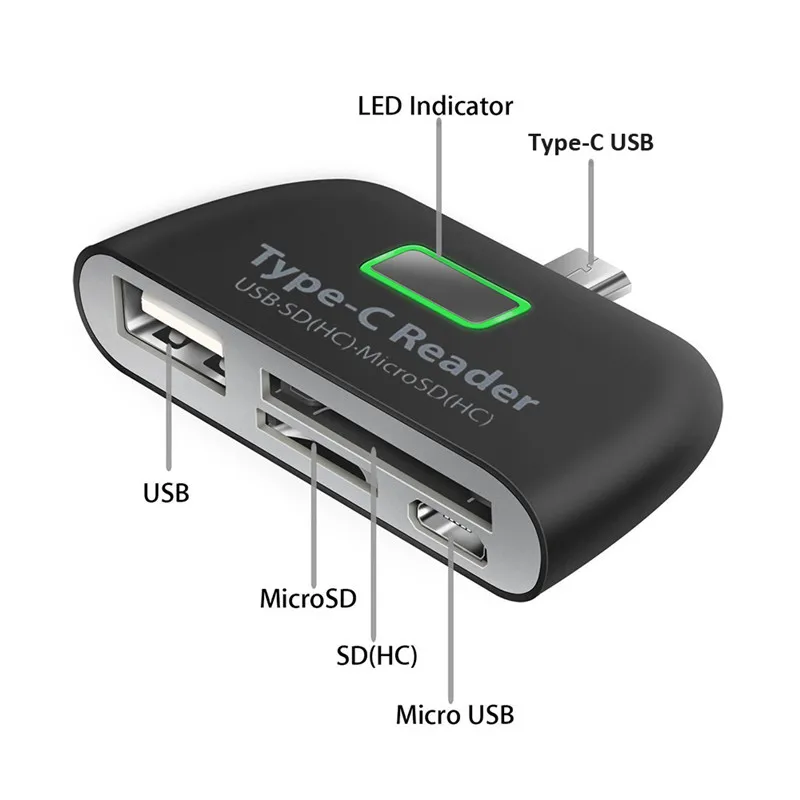 Type C OTG Adapter Android Phoner With Power Supply Charging USB Multifunctional TF SD HUB Card Reader