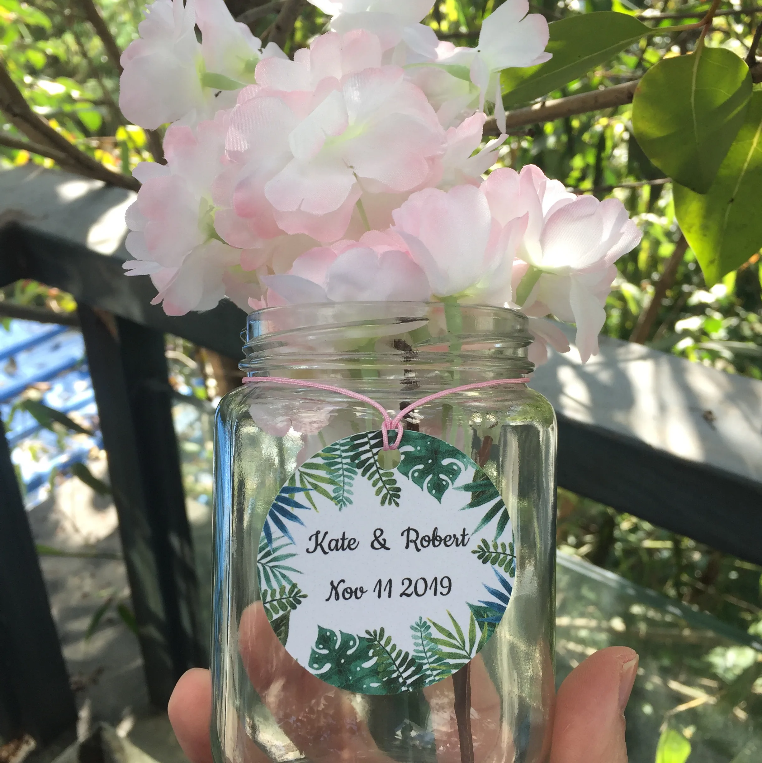 

100 pieces custom round wedding tags personalized wedding labels