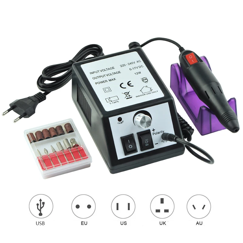 

1 Set Electric Nail Drill Machine 2 Way Spin 20000RPM Manicure Machine Strong Pedicure Gel Cuticle Remover Drill File Apparatus