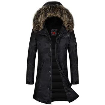 

New Men's Winter Down Jacket 90% White Duck Down Jacket Men Windbreaker Camouflage Hooded Down Coat Male Parka Pluma Hombre Long