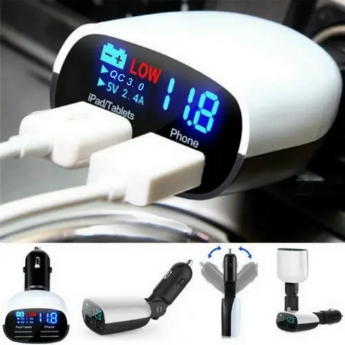 2 USB QC3.0 автомобильное зарядное устройство для сотового телефона gps плеер PDA