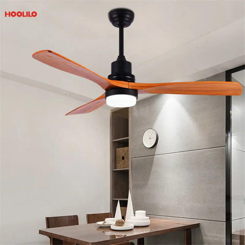 Us 194 11 Hoolilo New Arrival Modern Natural Paint Black Wood Spray Color Blade Decorative Led Ceiling Fan Light 110v 220v 52inch Classic On