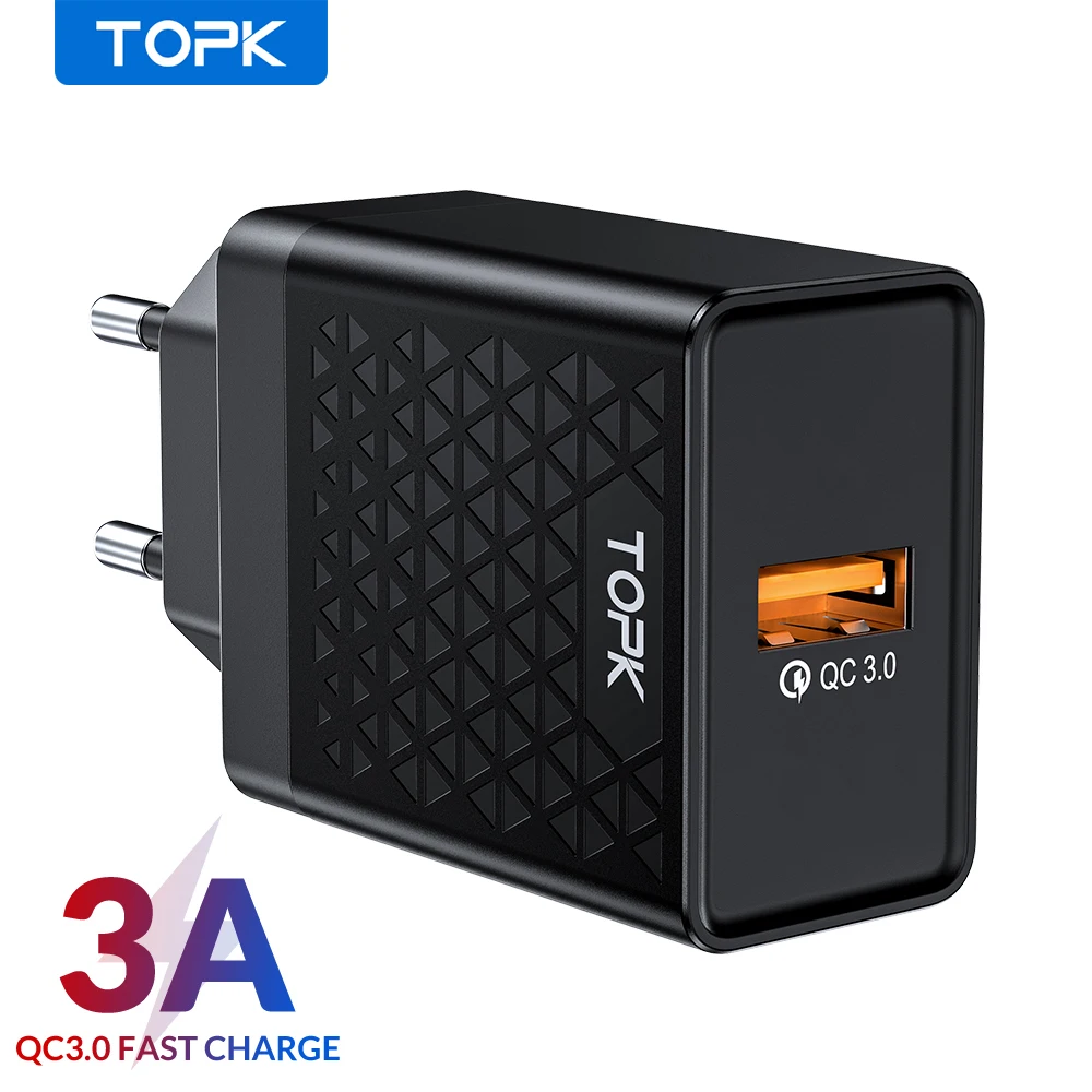 Быстрое зарядное устройство TOPK B154Q 18 Вт Quick Charge 3 0 мобильный телефон европейская