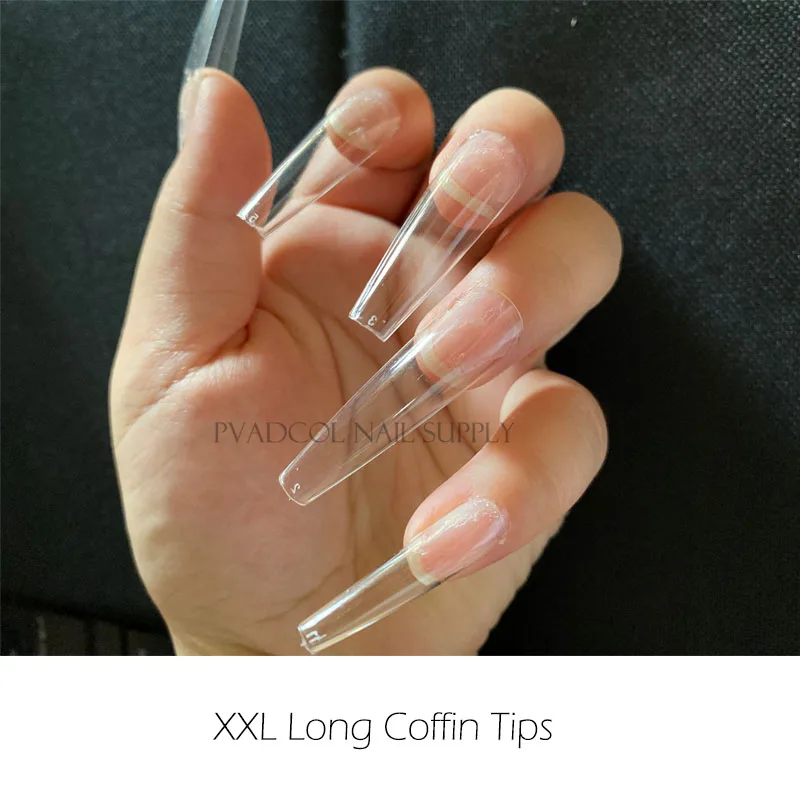 240pcs Gelly Tips Soft Gel Nail Extension Tips Full Cover Pre-shaped Sculpted Long Coffin Stiletto False Tip Quick Building Mold