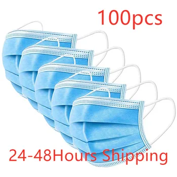 

100PCS Disposable Protective Mask 3 Layers Dustproof Facial Protective Cover Masks Maldehyde Prevent Bacteria Masks