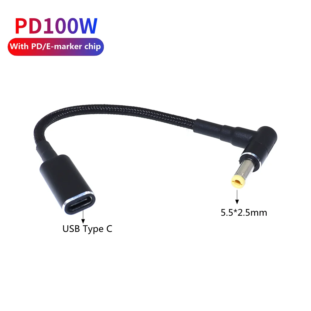 100 Вт USB Type C Женский к 5 5x2 мм штекер конвертер Ноутбук Power разъем адаптера кабель