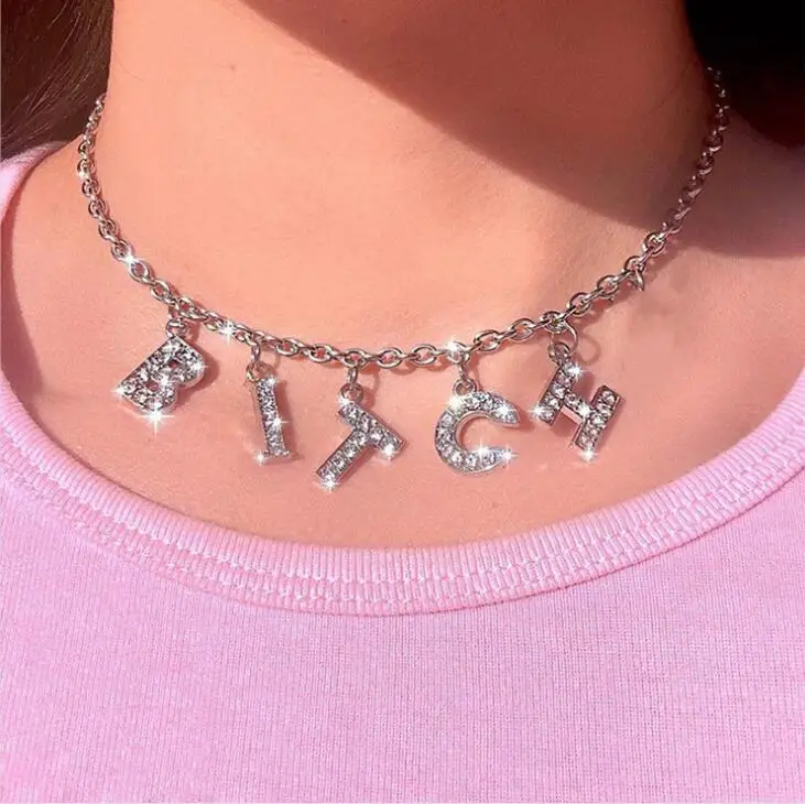Хип-хоп кристалл заказной цифровой кулон ожерелье из нержавеющей стали Ювелирная цепочка колье для женщин начальный egirl подарок на день рождения egirl