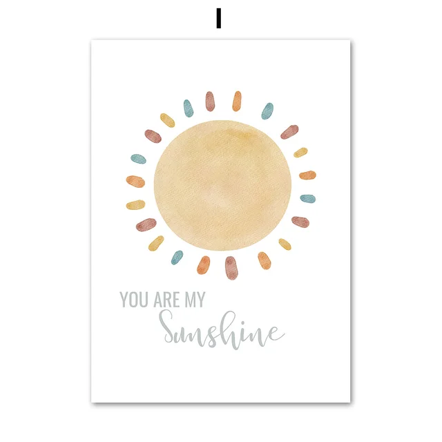 Cartoon Sun Rainbow Cloud Rain Wall Art Canvas Painting Nordic Posters And Prints Nursery Wall Pictures For Baby Kids Room Decor I