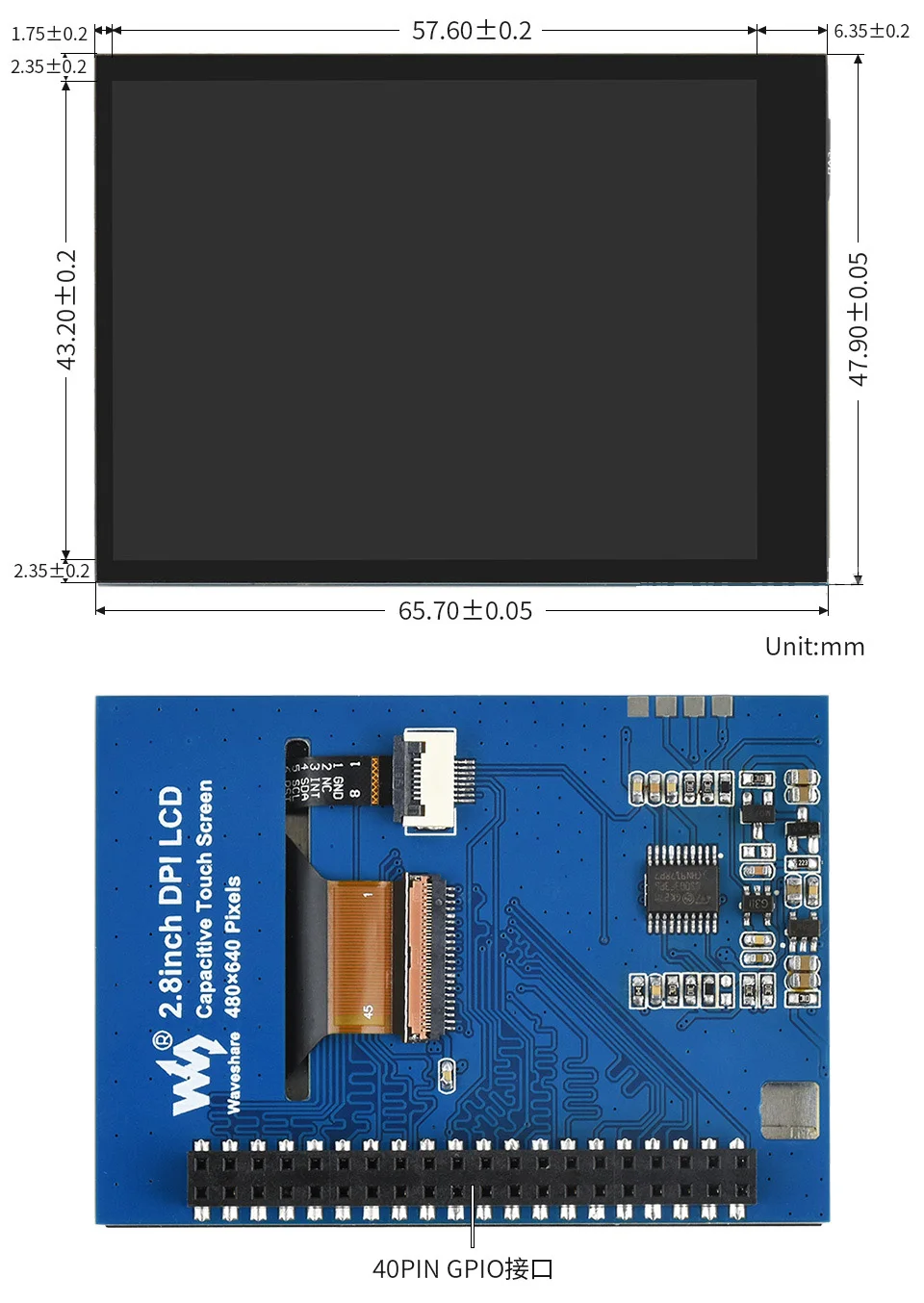 pi, 2.8 polegadas, dpi 480x640 60fps, melhor tela de lcd de 3.5 polegadas