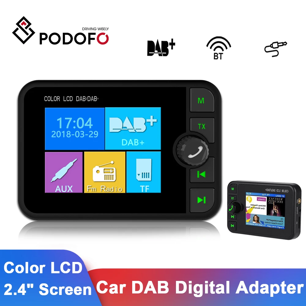 Автомобильный цифровой радиоприемник Podofo Bluetooth FM BT AUX передатчик интерфейса для
