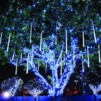 

Christmas LED Outdoor Garland 30 Cm Meteor Shower Rain Tube String Lights Christmas Decor for Home Fairy Lights Navidad New Year