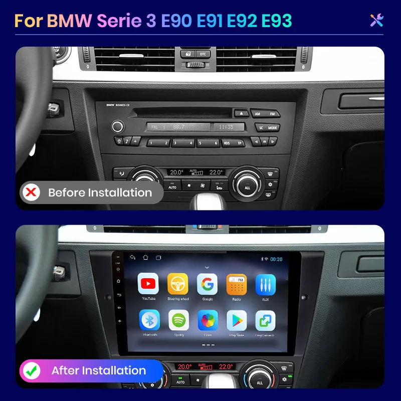 AWESAFE Autoradio Android 12 pour BMW Series 3 E90 E91 E92 E93