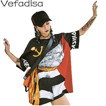 

Vefadisa Cat Print Women T-shirt 2020 Summer Letter Print Top Plus Size Short Sleeve T-shirt Streetwear Women T-shirt ZLD821