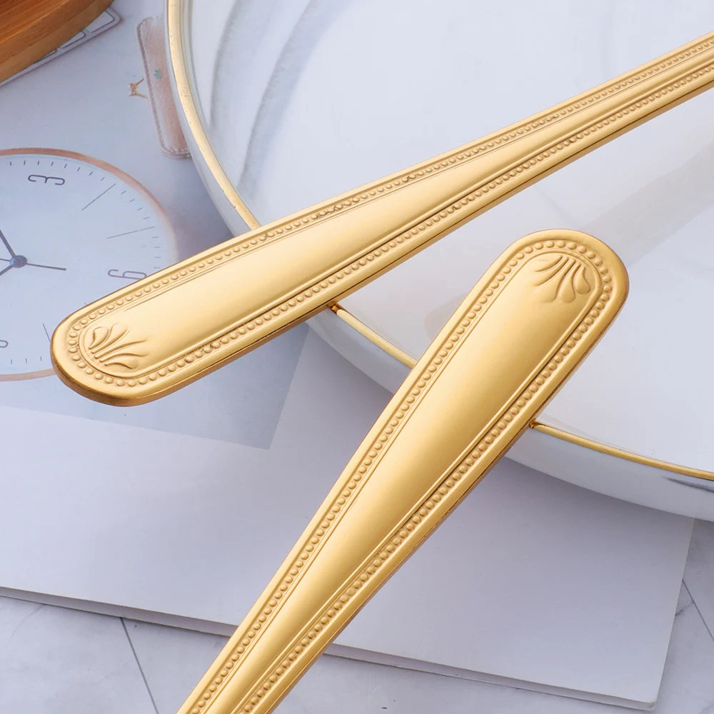1 Pcs Large Salad Serving Spoon Fork Stainless Steel Cartering Dining Rose Gold Tablespoon Kitchen Utensils 12 Inch