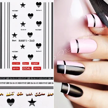 

3D Nail Stickers Plaid Stripe Letter Transfer Sticker Mixed Pattern Nail Art Decal Tips Stickers Sheet Manicur DIY Design