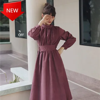 

Sense Platycodon Grandiflorum Garnet Dresses Vintage Women dress Lave/flowers And Wind/long Strap Design