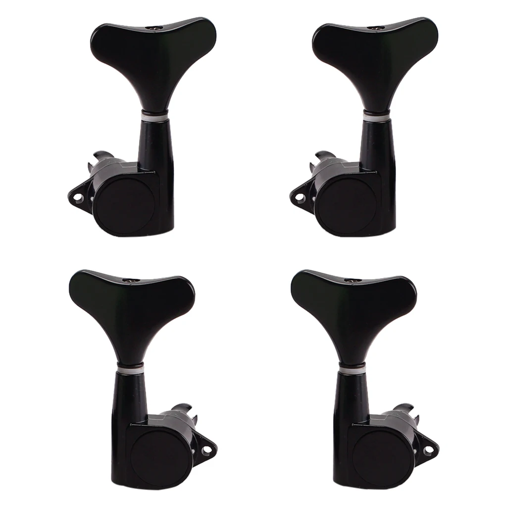 4pcs/set 2R2L Acoustic Guitar Tuning Pegs Machine Heads Black for 4-string Bass