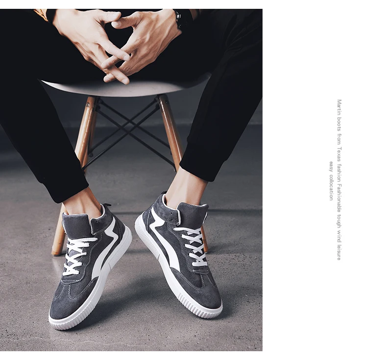 Winter Fashion Leather High Top Sneakers Men Shoes With Fur Plush Warm Casual classic snow boots Comfortable Male Footwear