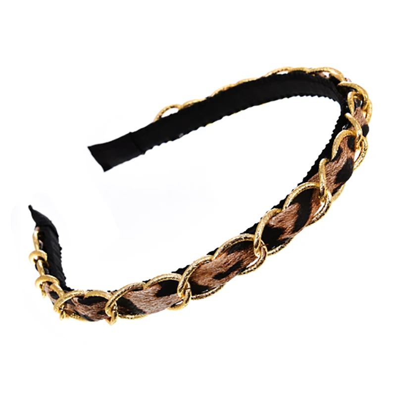 

ZHINI Simple Punk Metal Twisted Chain Hair Bands for Women Ethnic Gothic Opening Adjustable Headband Handmade Jewelry Gift