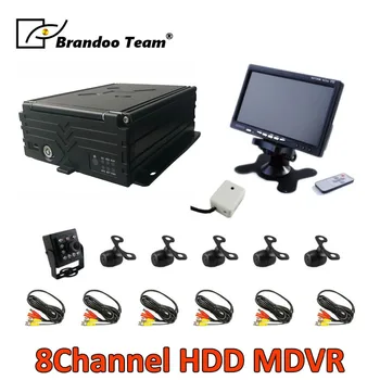 

8CH 960H BUS DVR kits with 6 cameras and 7 inch monitor for bus, train,van,truck used,Free shipping,support Russian/English menu