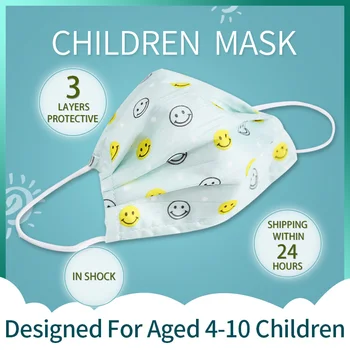 

Disposable child Masks drawing Cartoon for Children Dust Mask aged 4-10 child Face Mouth Mask kid Non-woven 3-Layers Breathable