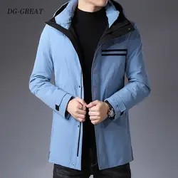 2019 зимнее пуховое пальто для мужчин, новое модное повседневное плотное теплое длинное пальто с капюшоном, Меховая куртка, Мужское пальто