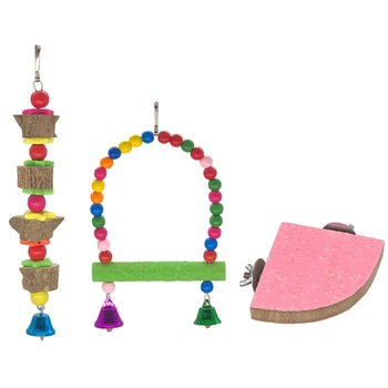 

3 Packs Parrot Chewing Toys Parrot Hammock Bell Toys Swing Toy for Cockatiels Macaws