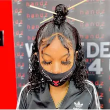 Rizado de la onda de agua Bob peluca del pelo humano del frente del cordón pelucas con minimechones pelo brasileño BOB corto peluca para las mujeres negras