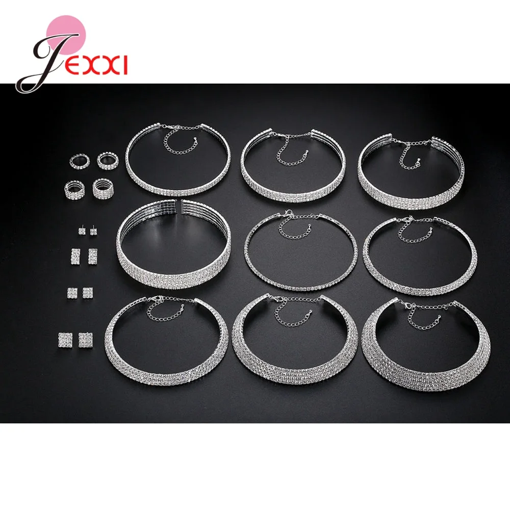 Newest Models Genuine 925 Sterling Silver Collar Necklace For Women High Quality Sparkling Crystal Necklace Jewelry Gift
