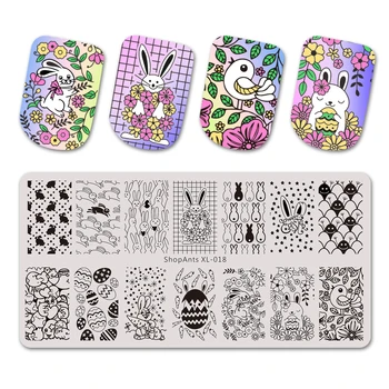 

Stainless Steel Easter Nail Stamping Plate Easter Rabbit Eggshell Cute Bird Heart Pattern Stencil Nail Art Stamps Templates