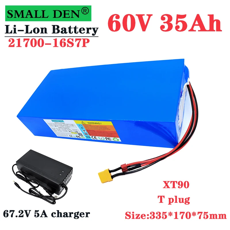 

New 60V 35Ah 21700 Lithium Battery Pack 16S7P 1000-3000W High Power 67.2v Electric Bike Scooter Motorcycle Battery+5A Charger