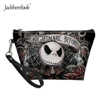 

Cosmetic Bag Nightmare Before Christmas Women Toiletry Bag PU-Leather Clutch Storage Bag Mini Cartoon Cosmetic Bag for Lady