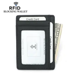 Новый тонкий RFID блокирующий кожаный кошелек кредитный ID Держатель карты PU кожаный кошелек деньги Чехол для мужчин женщин углеродного