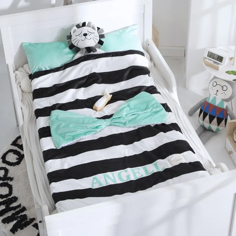 Home bed baby sleeping bag Cotton+ soft fleece Boy Girl Child fleabag AB side fox bear mothercare kids body cover 70*150cm - Цвет: butterfly blue