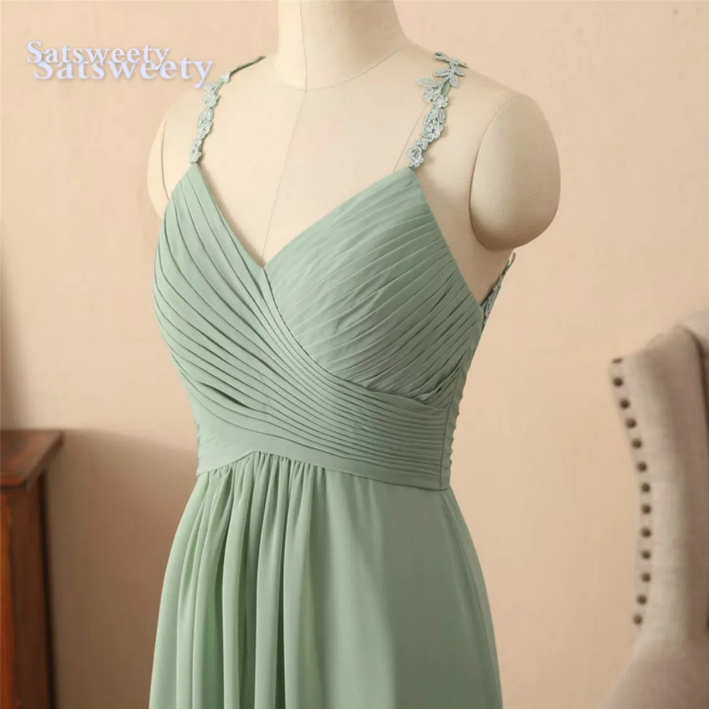 vestido madrinha Mint Bridesmaid Dresses Long Chiffon Floor Length wedding party dress robe demoiselle d'honneur