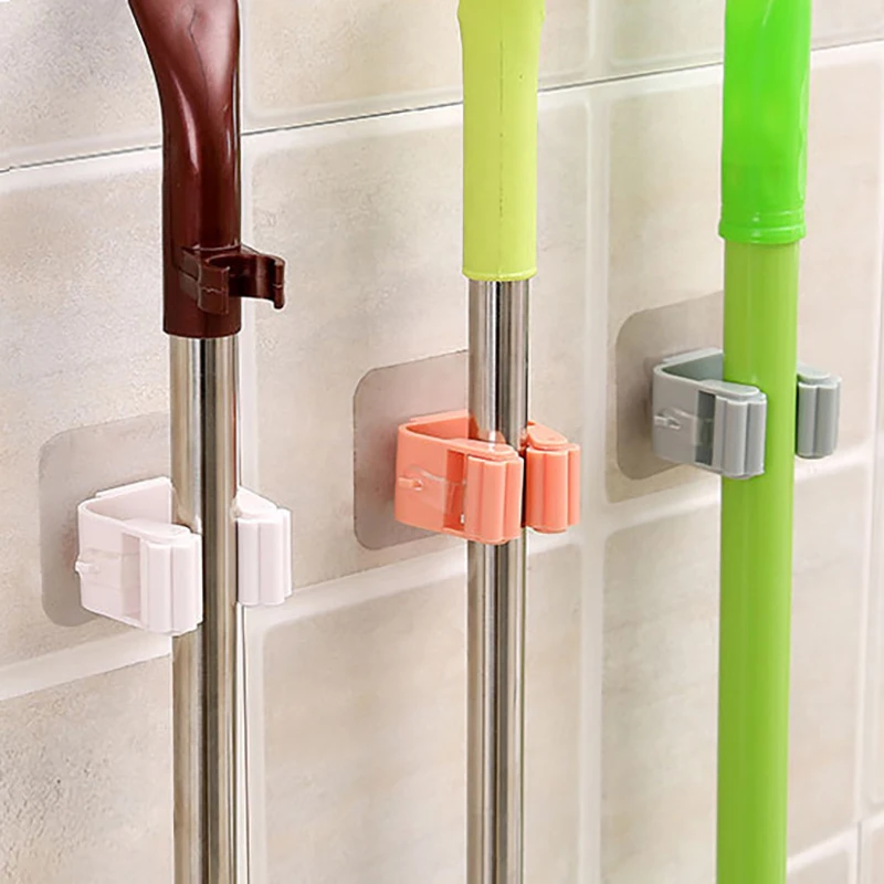 

Bathroom Wall-Mounted Storage Rack Mop Wall Frame Adhesive-Free Punching Velcro Kitchen Storage Rack Bathroom Shelf